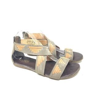 ROAN by Bed Stu Gray Tan Distressed Leather Gladiator Livi Sandal Grey Bone 9.5